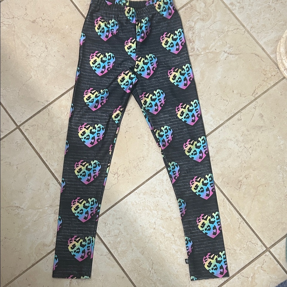 Pixielane Kids High Shine Legging Colorful Heart Print Kids